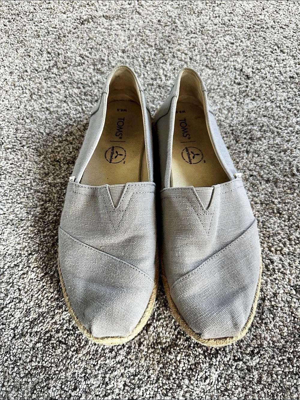 TOMS Women's Classic Earthwise Slip-On Flats Gray Espadrille